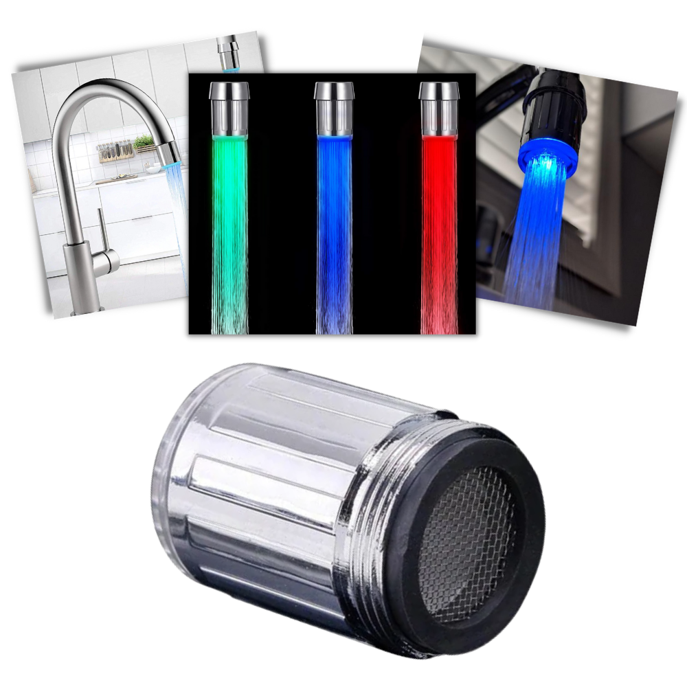 Colour Changing Temperature Sensor Tap Nozzle - LED Faucet Nozzle - LED Temperature Sensor Tap Nozzle -