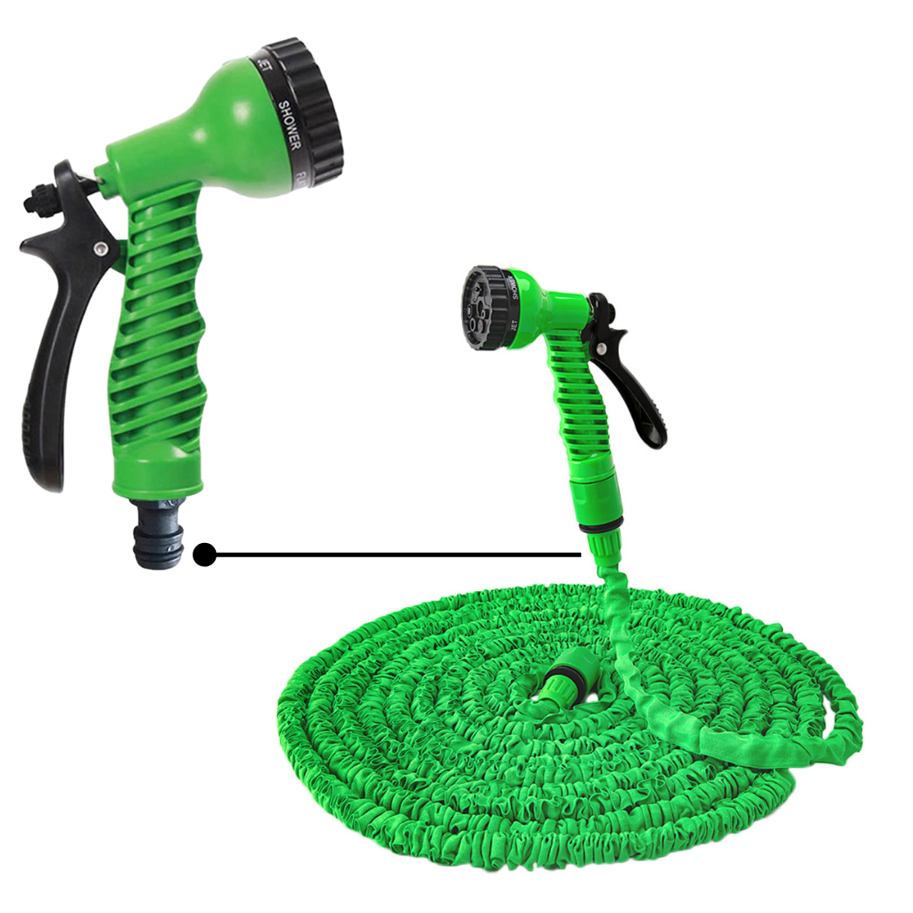 7.5m Expandable Garden Hose with Spray Gun - Leakproof universal design - Ozerty