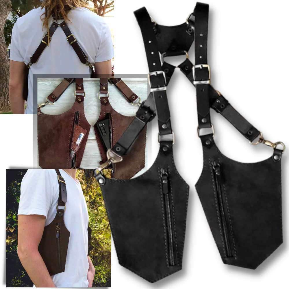 Snatch-proof Leather Bag - Vintage Medieval-style Leather Bag - Medieval Leather underarm Bag -