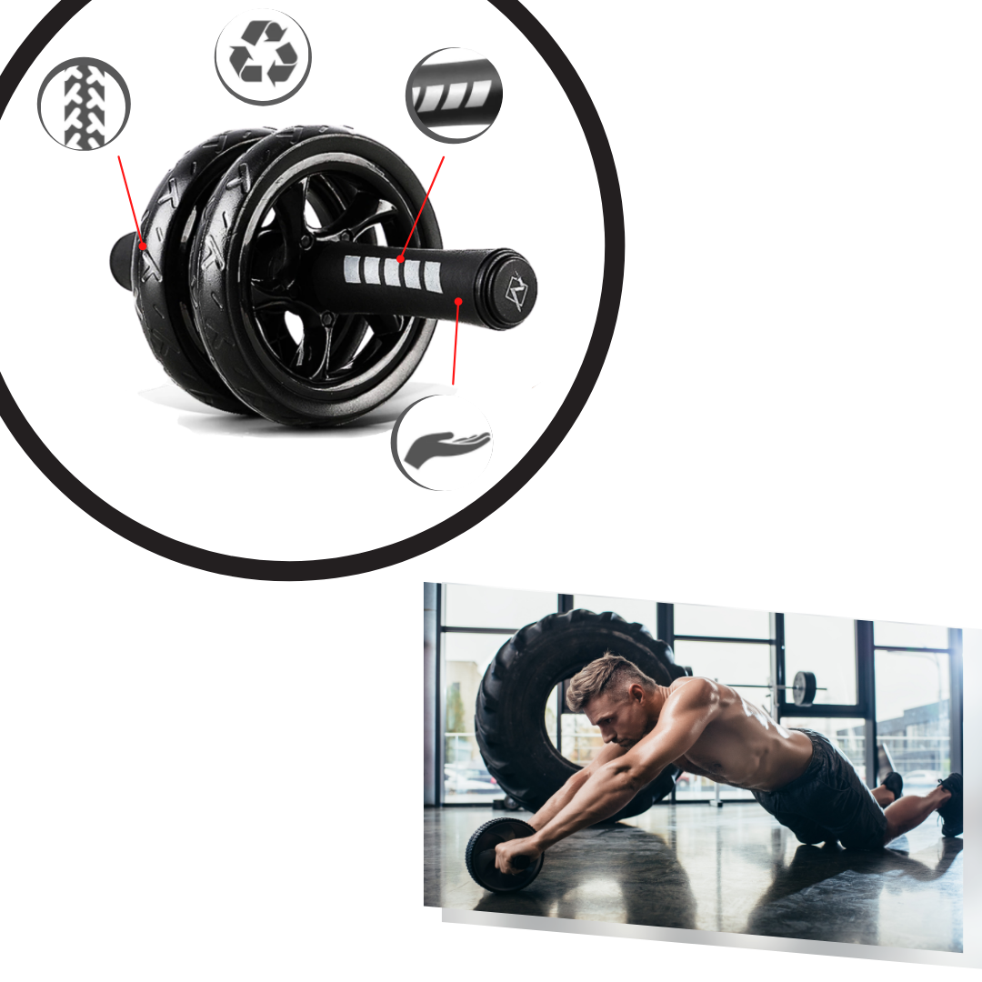 Roue abdominale | Rouleau exercices abdominaux avec tapis de yoga | musculation abdominale - Ozerty