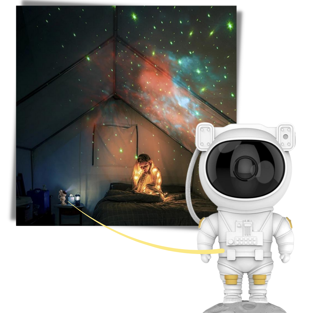 Lámpara de noche con proyector de astronautas - Proyección HD en color - Ozayti