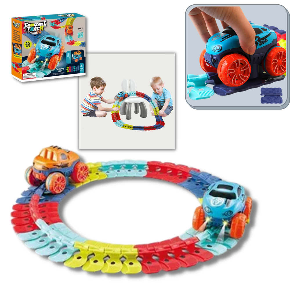 Jouet de voiture ferroviaire flexible pour enfants - Jouet de voiture ferroviaire interchangeable à LED pour enfants  - Ozerty