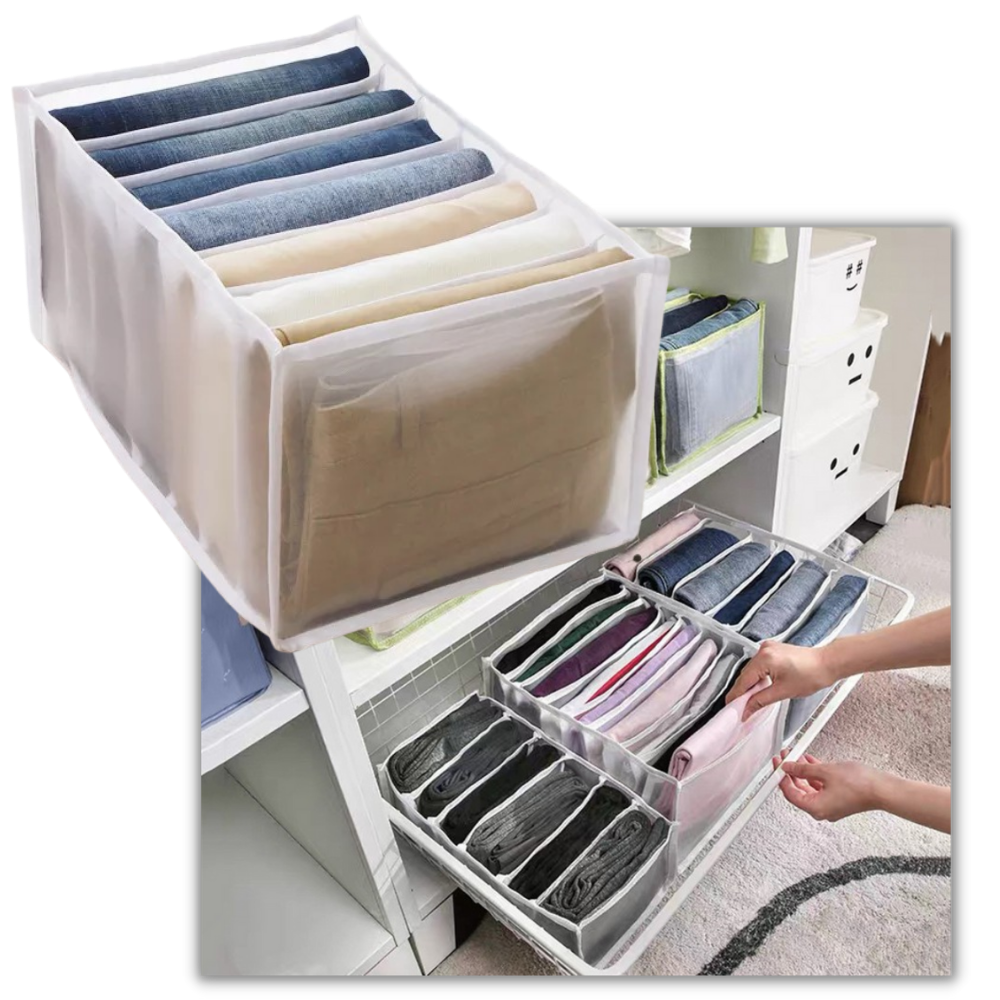 Wardrobe Clothes Organizer（2PCS) │ Drawer mesh separation box -