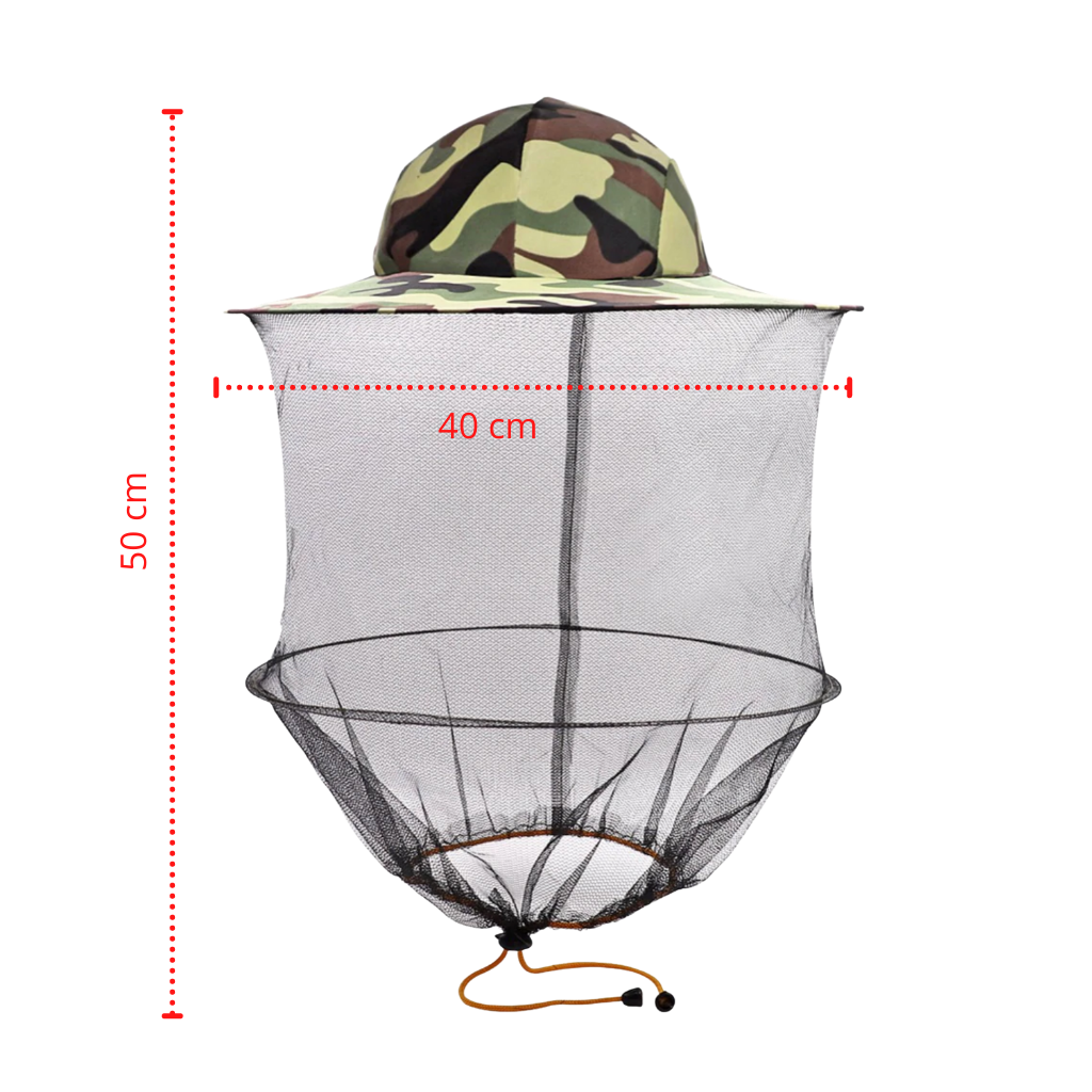 Camouflage biodlingshatt med skyddsnät i nylon - Dimensions - Ozerty