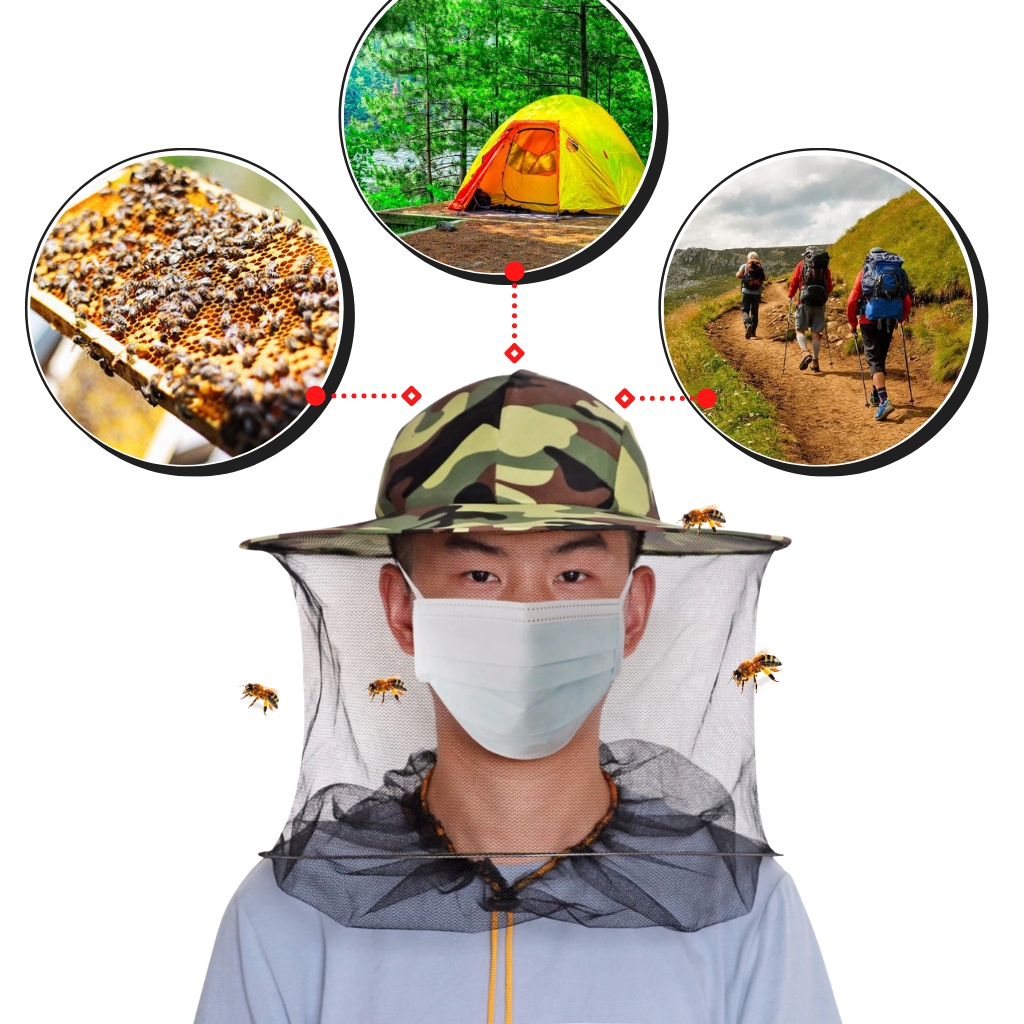 Camouflage biodlingshatt med skyddsnät i nylon - Flera olika användningar - Ozerty