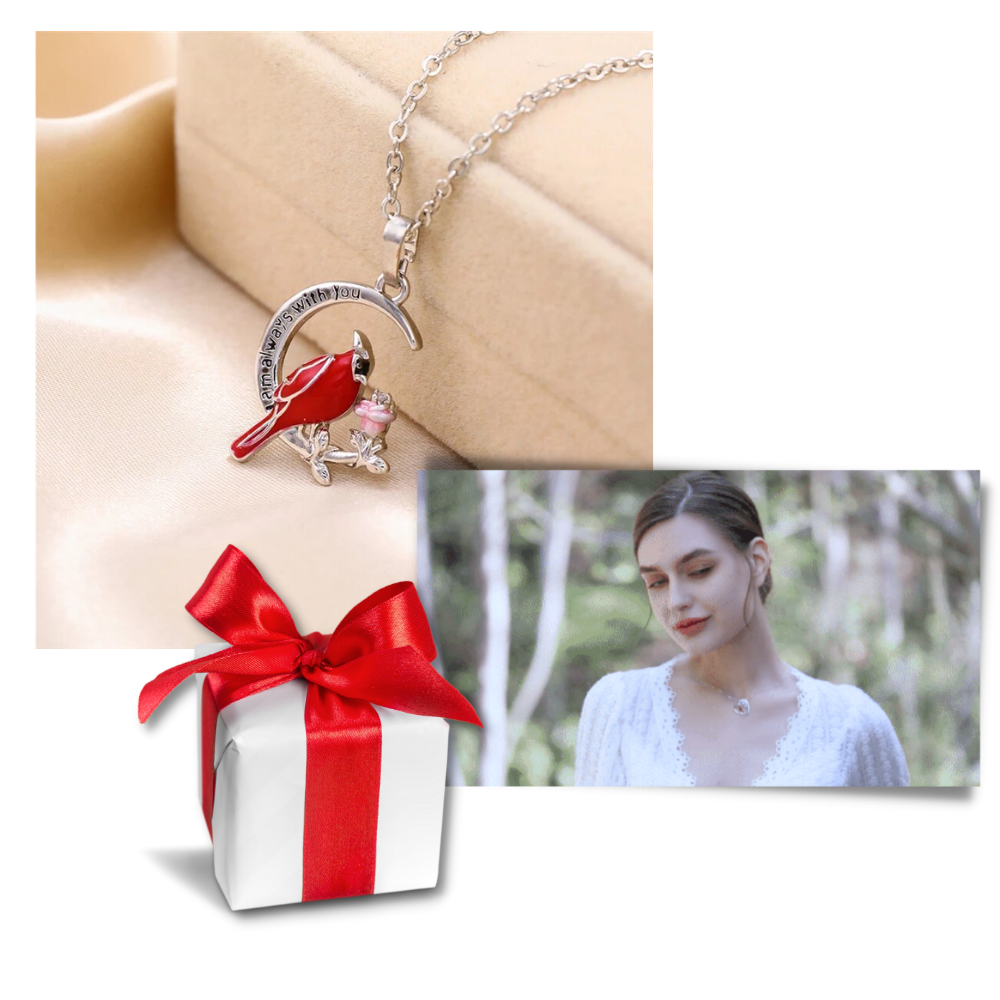 Cardinal Heart Pendant Necklace - Perfect for a Gift - 