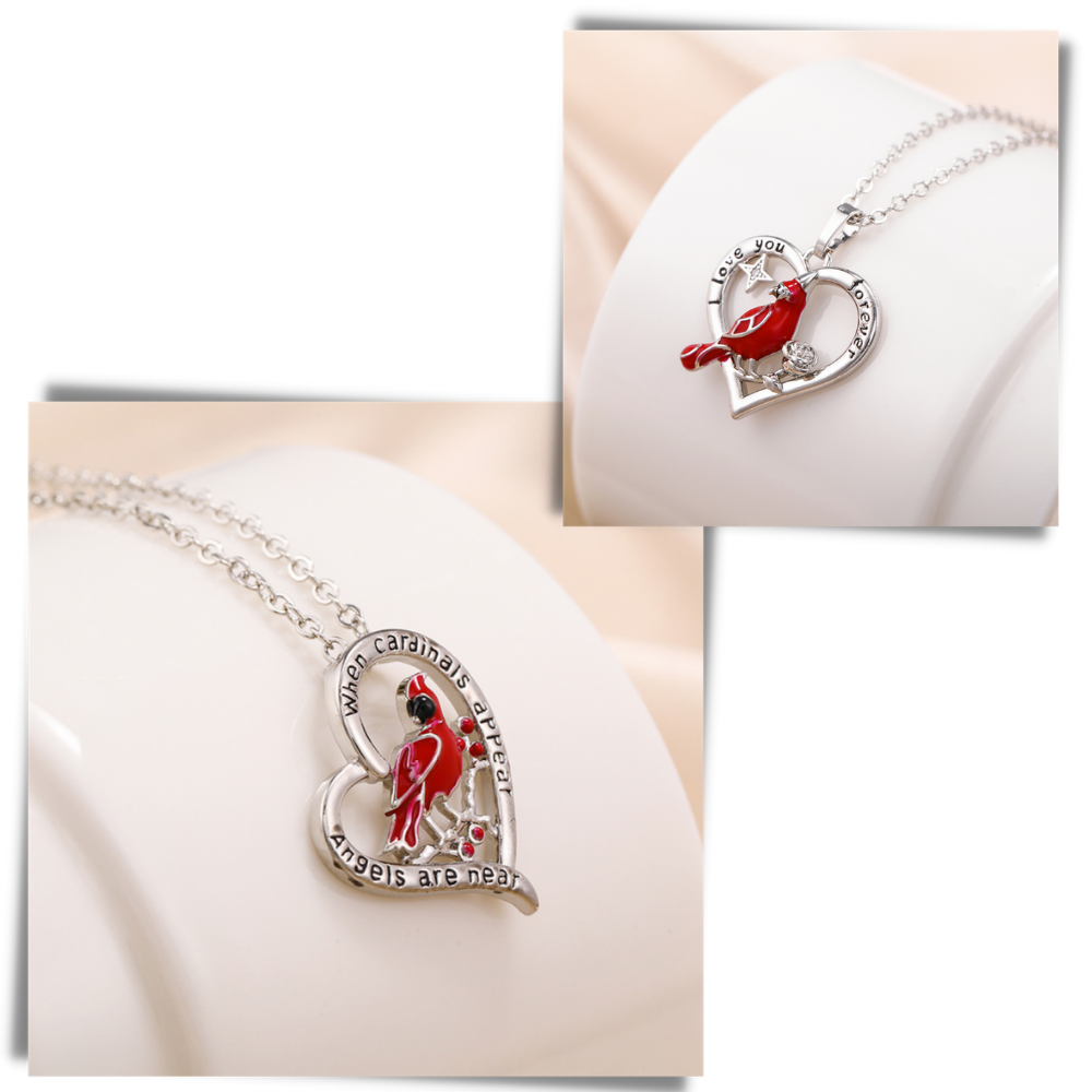 Cardinal Heart Pendant Necklace - Durable Materials - 