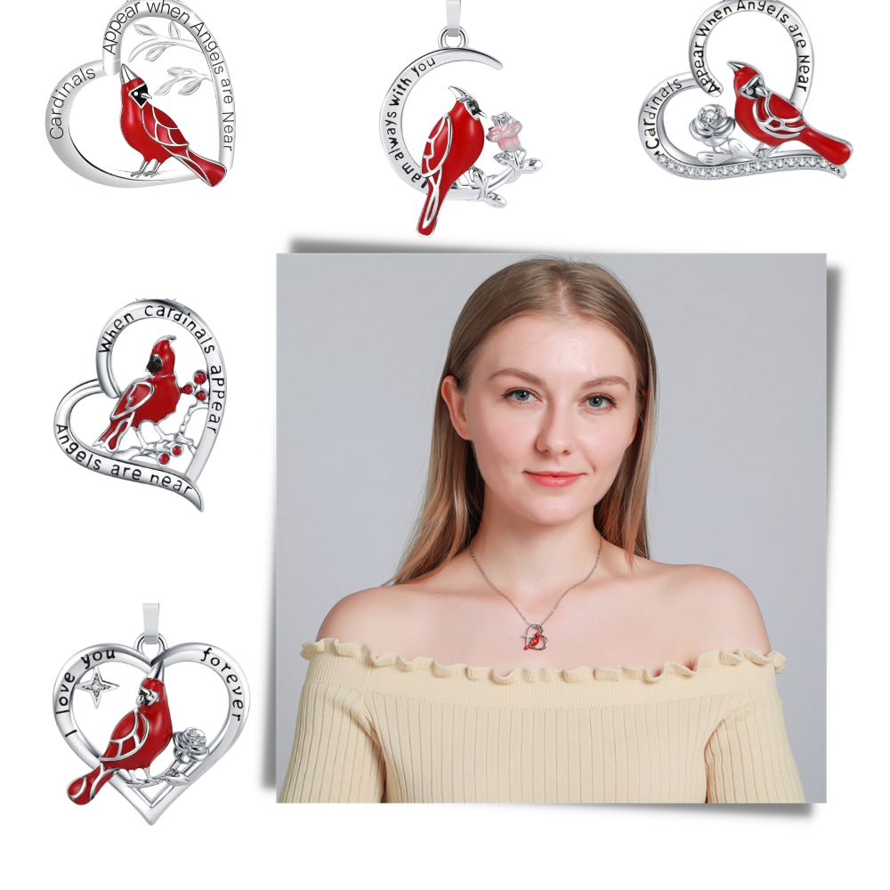 Cardinal Heart Pendant Necklace - Multiple Styles - 
