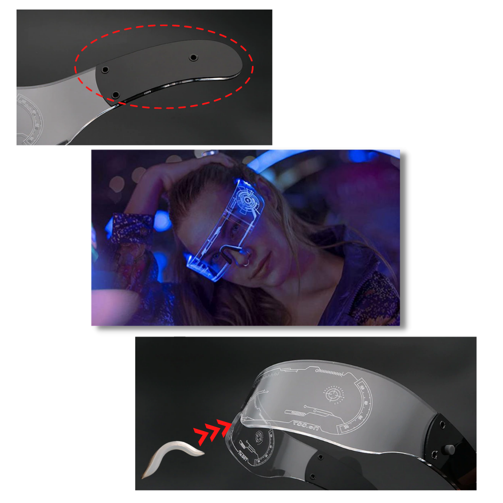 Lunettes lumineuses avec lumières LED colorées - Une conception pratique - Ozerty