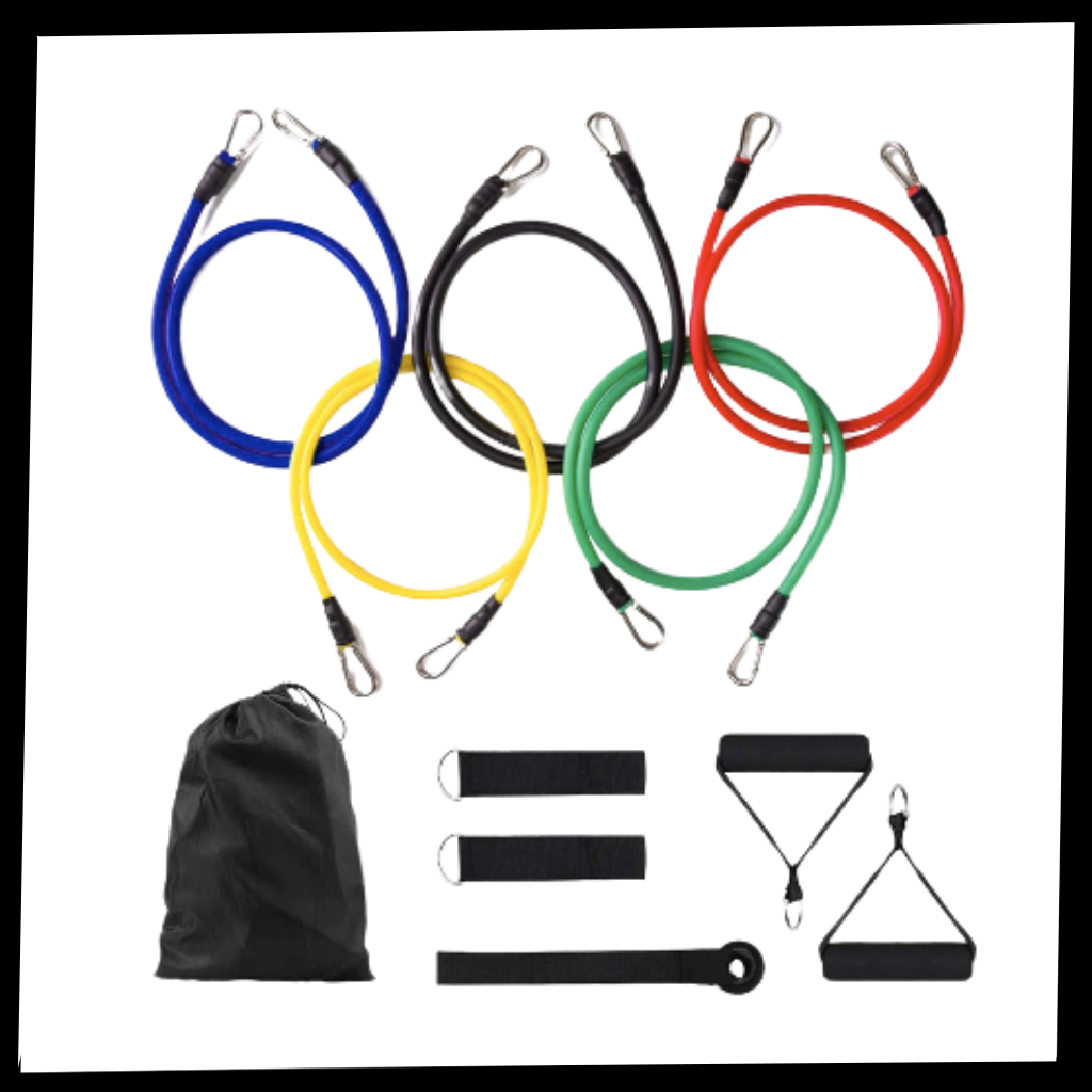 Complete Exercise Resistance Bands Set (11 Pcs) - Package - Ozerty