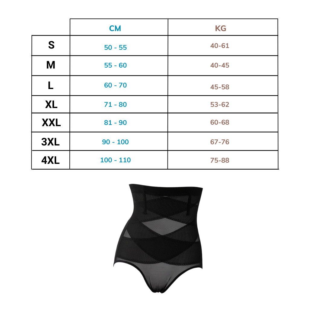 Sous-vêtements de maintien à compression croisée amincissante pour les abdominaux - Dimensions - Ozerty