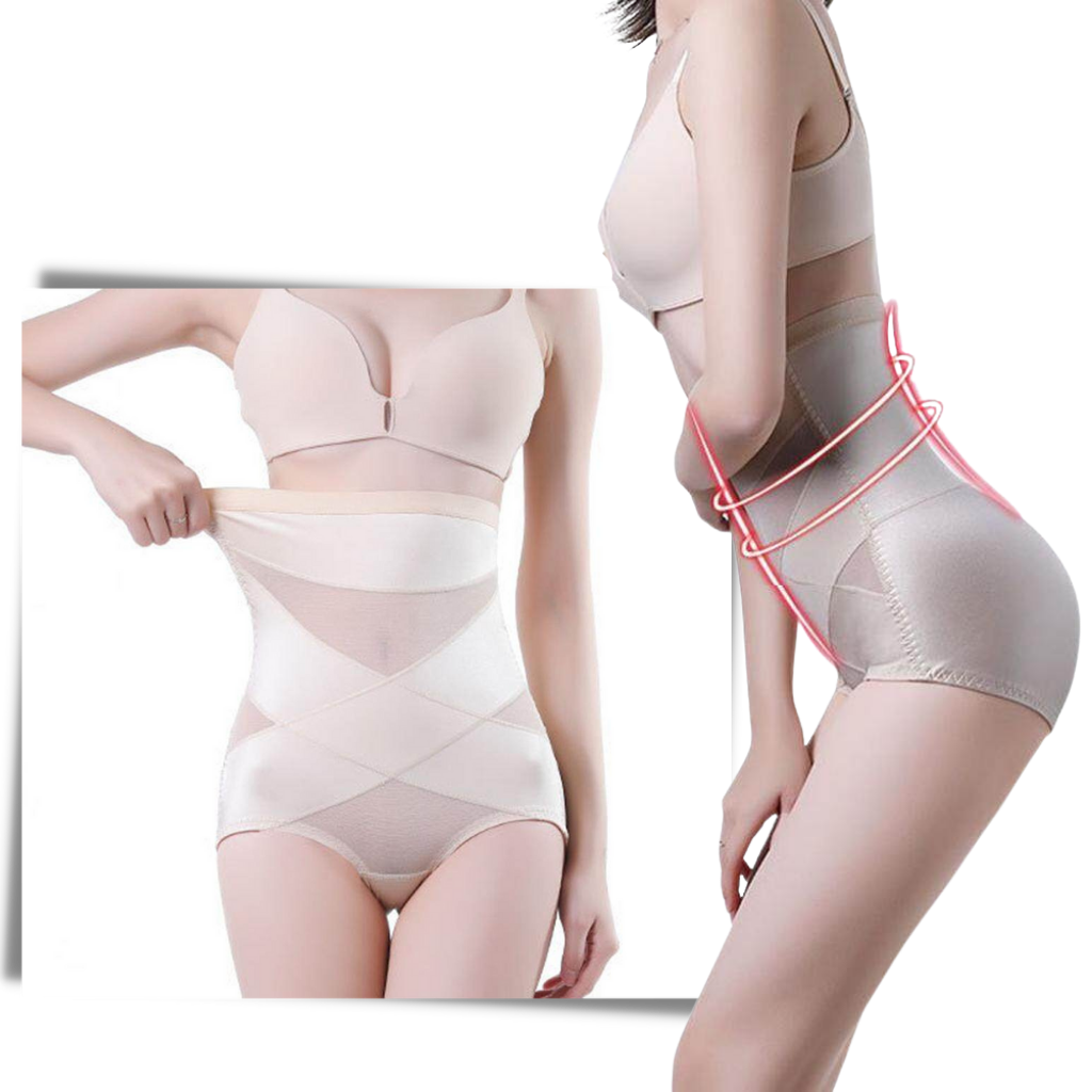 Sous-vêtements de maintien à compression croisée amincissante pour les abdominaux - Doux et extensible - Ozerty