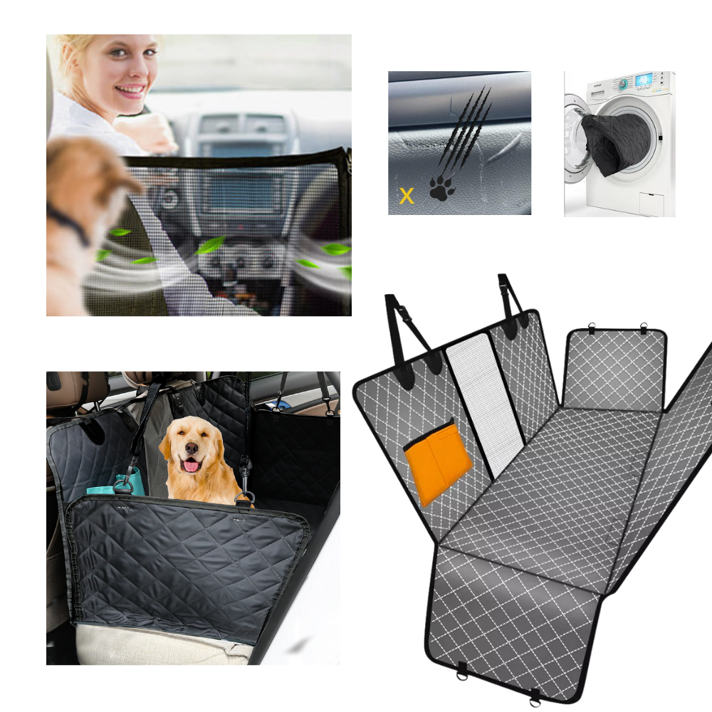 Funda de asiento de coche para perros │ Funda de asiento de coche para mascotas │ Solapas laterales Hamaca de coche para perros - Ozayti