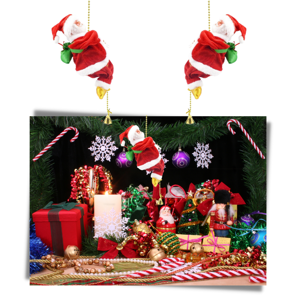 Electric climbing Santa Claus decoration  - Santa Claus Christmas accessory - 