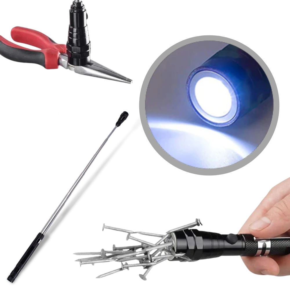 Torche à LED magnétique et télescopique - Torche multifonctionnelle - Ozerty