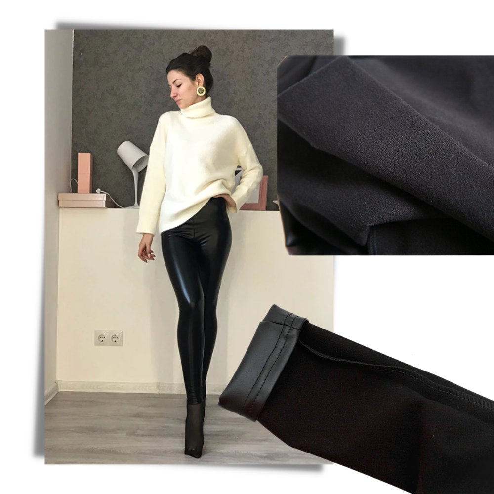 Pantalon en cuir artificiel à taille haute - Confortable et facile à laver - Ozerty