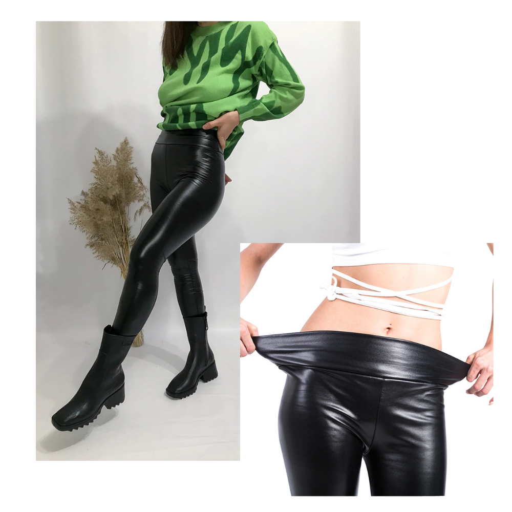 Pantaloni in ecopelle a vita alta - Contorno incorporato a 360° - Ozerty