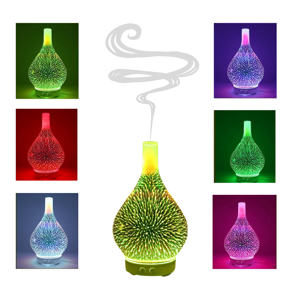 Fireworks Pattern Vase Shape Essential Oil Diffuser - 7 LED Colours Options - 