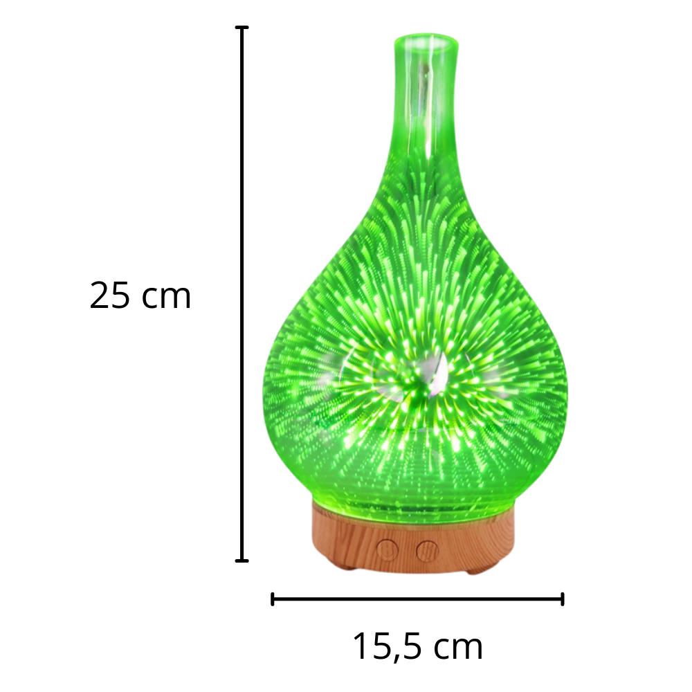 Difusor de aceites esenciales con forma de jarrón con diseño de fuegos artificiales - Dimensiones - Ozerty