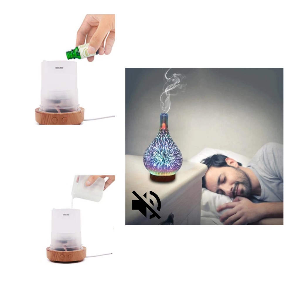 Fireworks Pattern Vase Shape Essential Oil Diffuser - Silent Working Mode - 