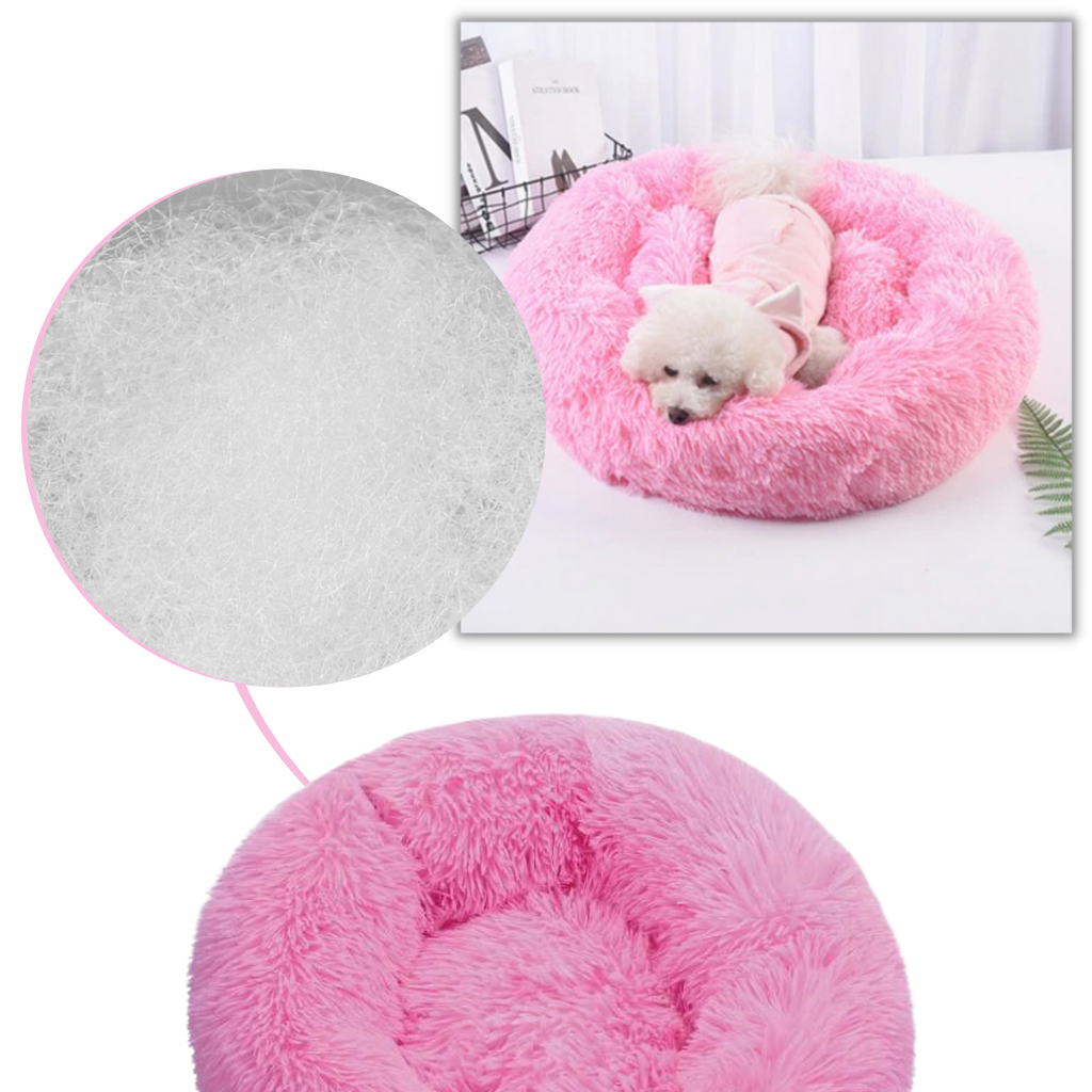 Lit en peluche en forme de donut pour animaux de compagnie - Soutien lombaire - Ozerty