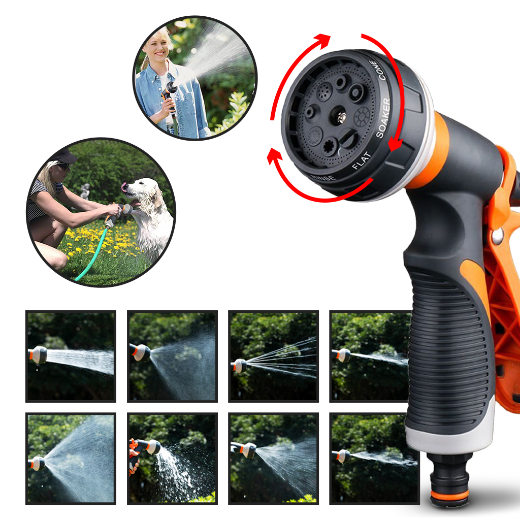 Garden Hose Spray Gun 8 patterns - 8 Spray Modes - Ozerty