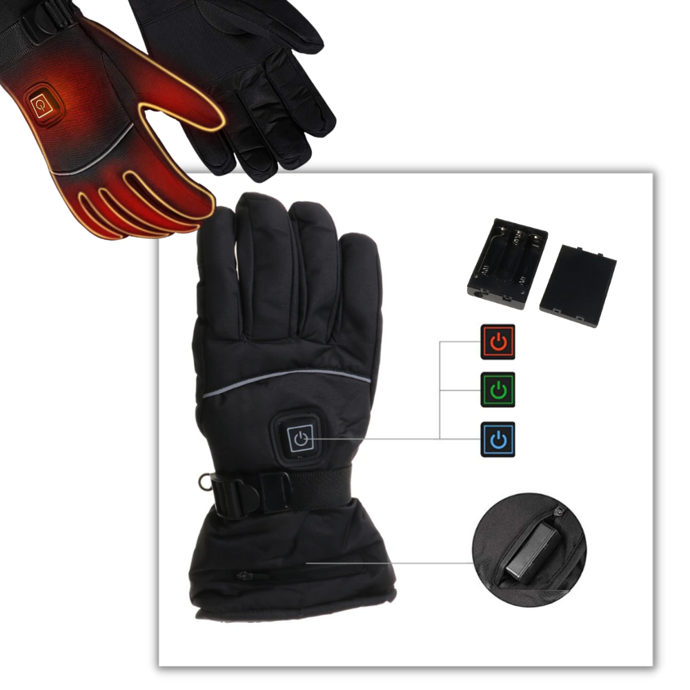 Elektriske opvarmede handsker til vinter - Tre niveauer af opvarmning - Ozerty