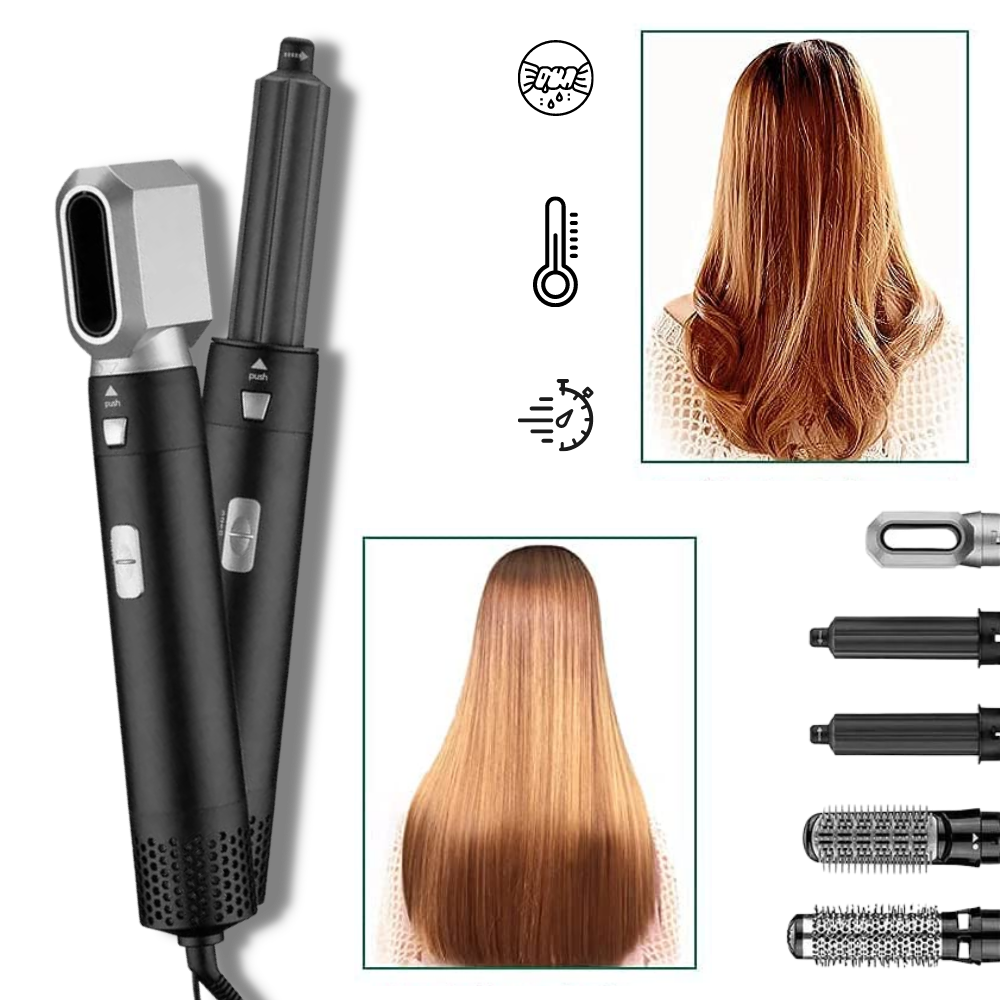 Hair-straightener 5-in-1 set - Hair Straightener Brush - 5 In 1 Hot Heating Hair Comb -