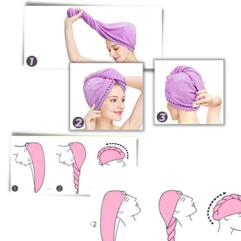 Serviette pour cheveux à séchage instantané - Design confortable - Ozerty