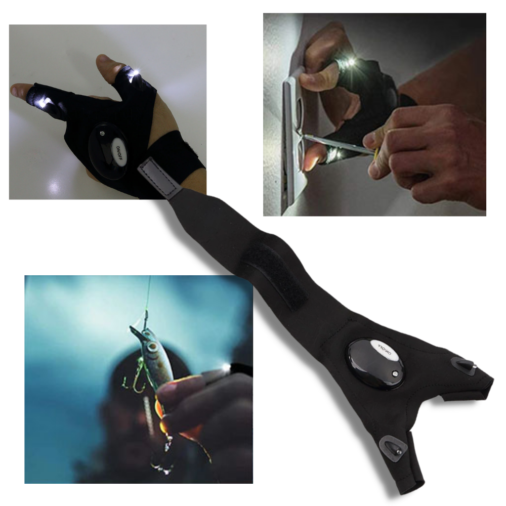 Vattentäta handskar med LED-lampor │ multifunktionella handskar med ljus - Ozerty
