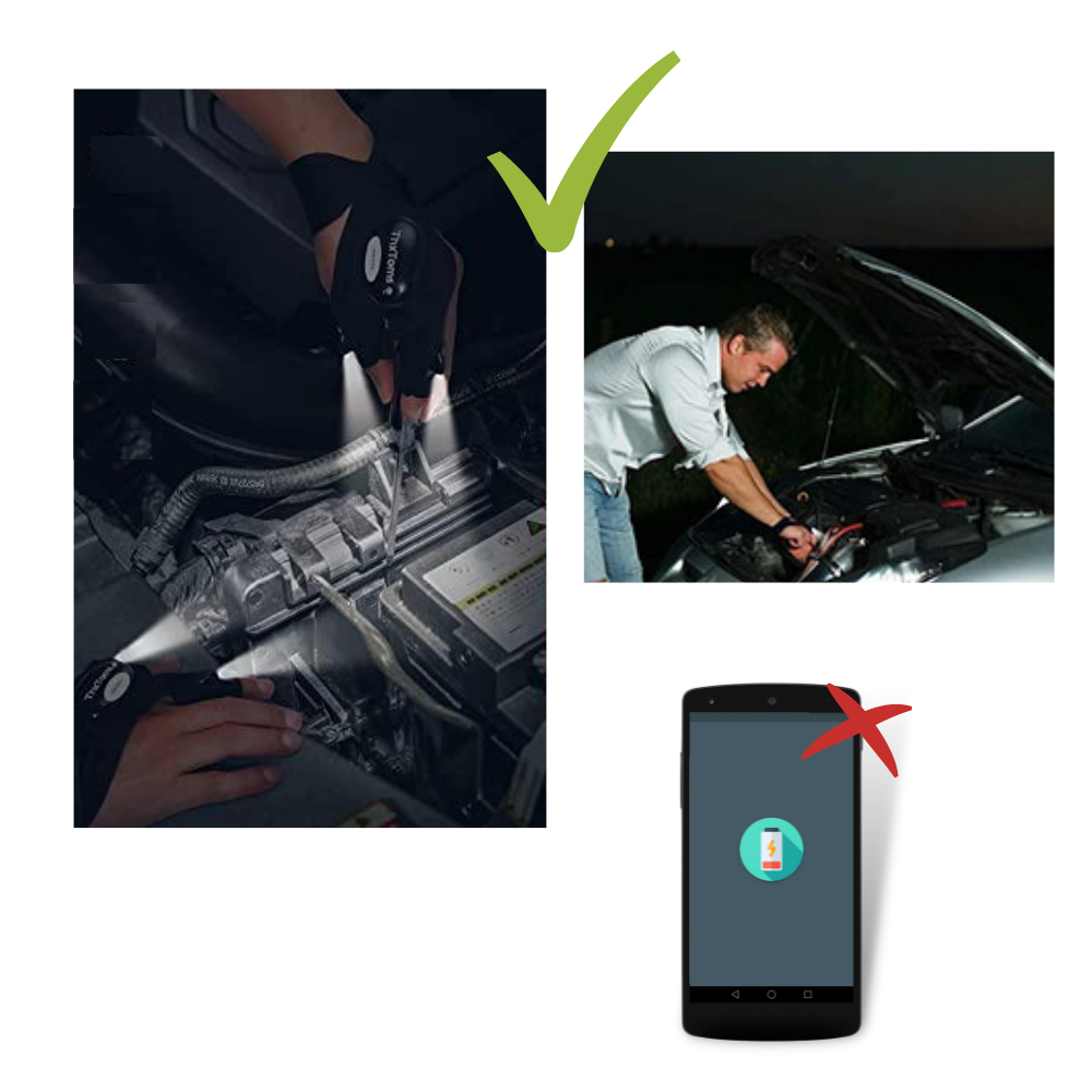 Par de guantes LED con luces impermeables - Guantes con luz LED - Ozerty