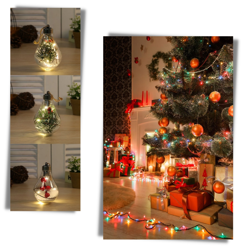Genomskinlig jullampa med LED-ljus - Juldekorationer - Ozerty