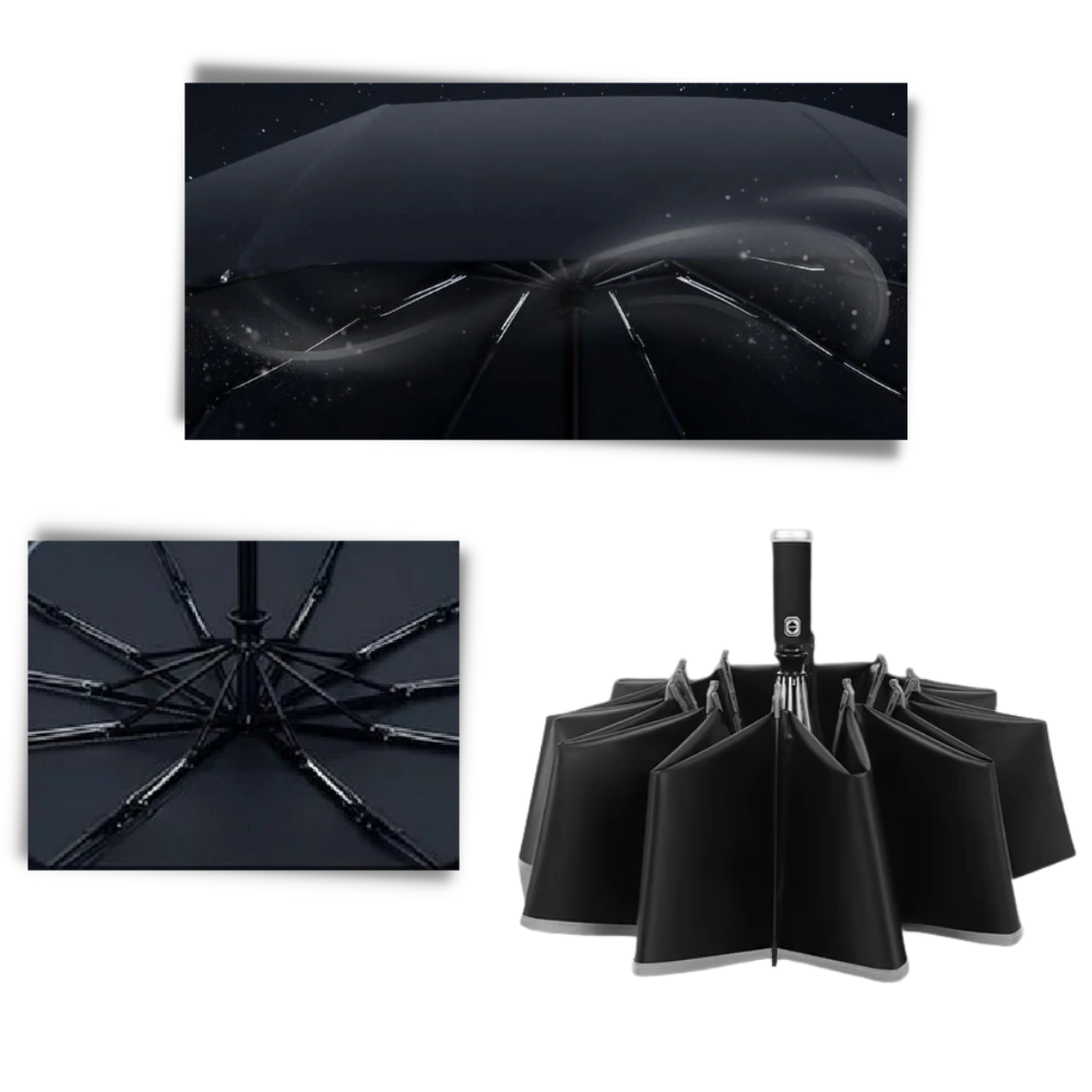 Parapluie à LED résistant au vent pour la pluie et le soleil - Construction de qualité - Ozerty