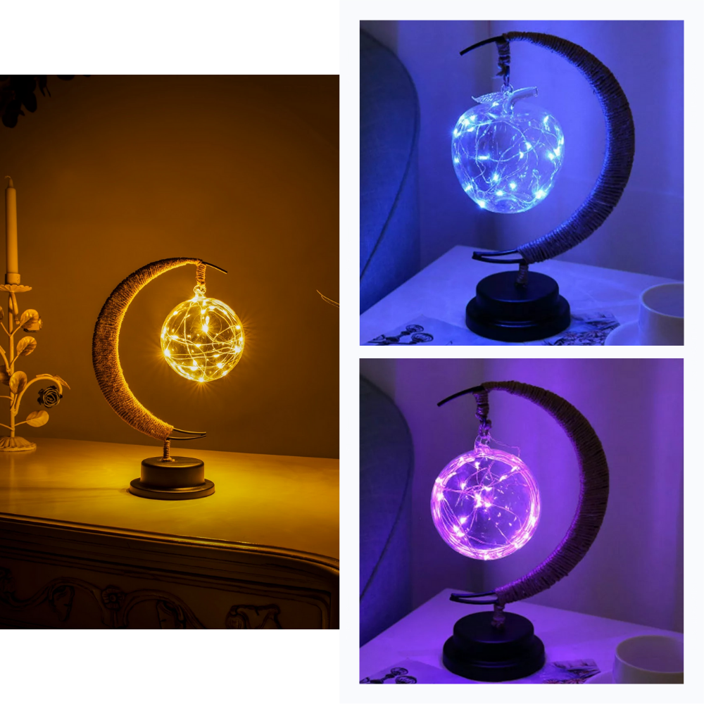 Lampe lunaire enchantée │ lampe à led de la lune │ lampe de nuit à led avec des étoiles et la lune - Ozerty