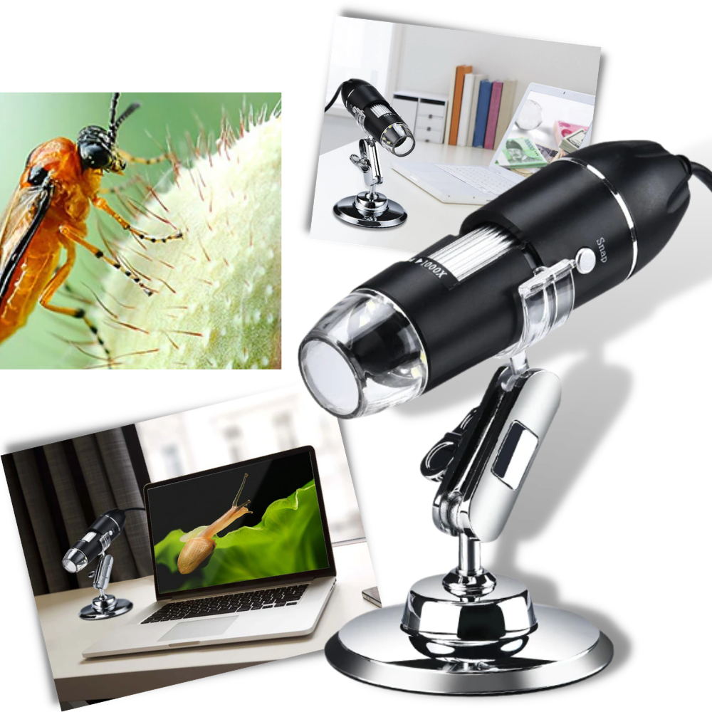 Digitalt USB-mikroskop med LED - Digitalt USB HD-mikroskop - 1500x HD handhållet digitalt mikroskop  - Ozerty