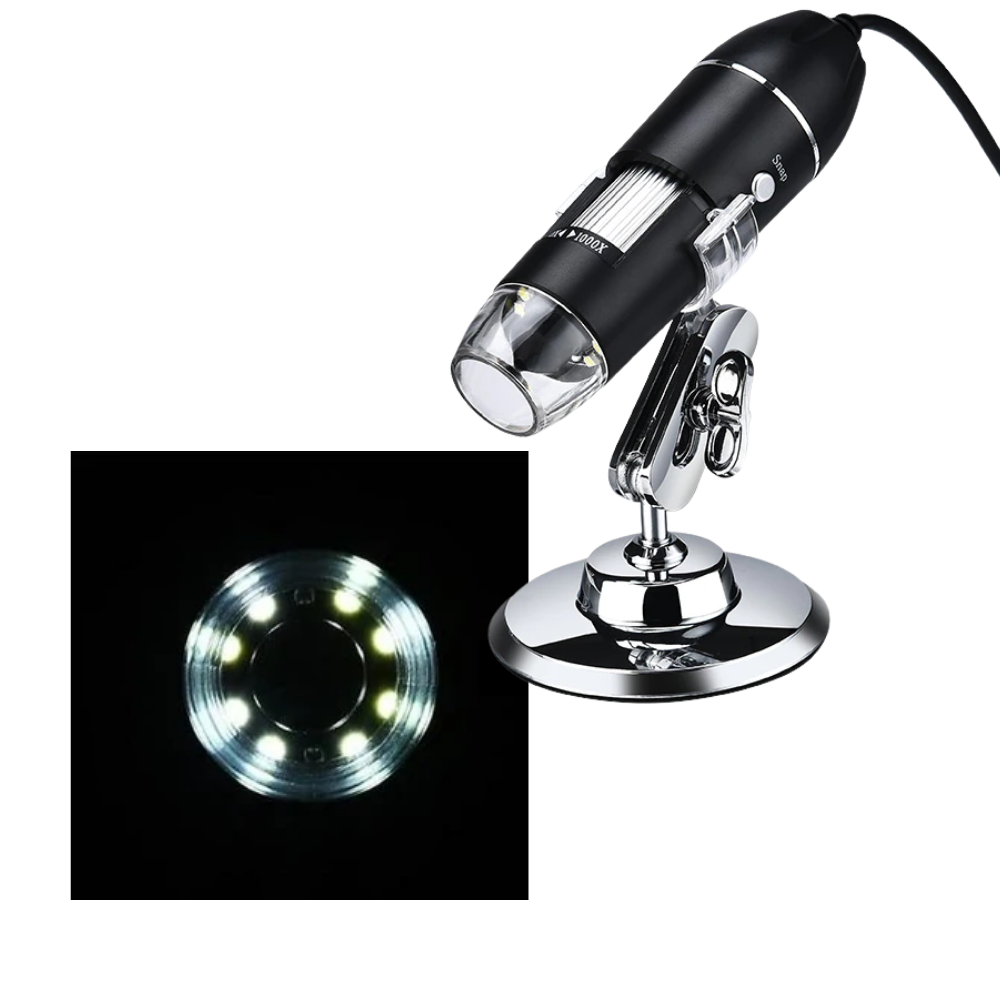 USB Digital Microscope with LED - Adjustable LEDs - 