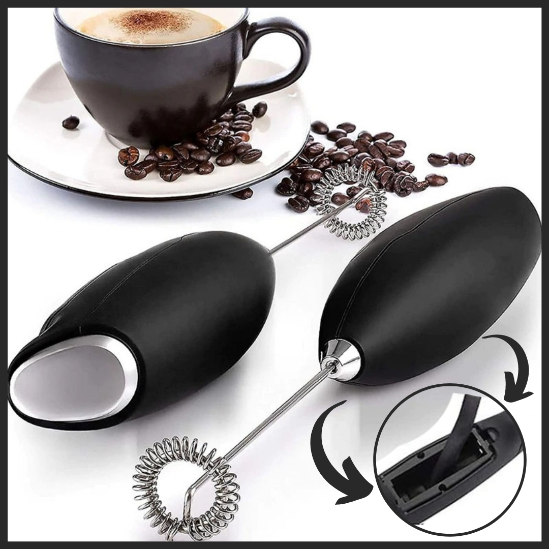 Electric Handheld Milk Frother with holder - Battery-operated and Portable - Ozerty