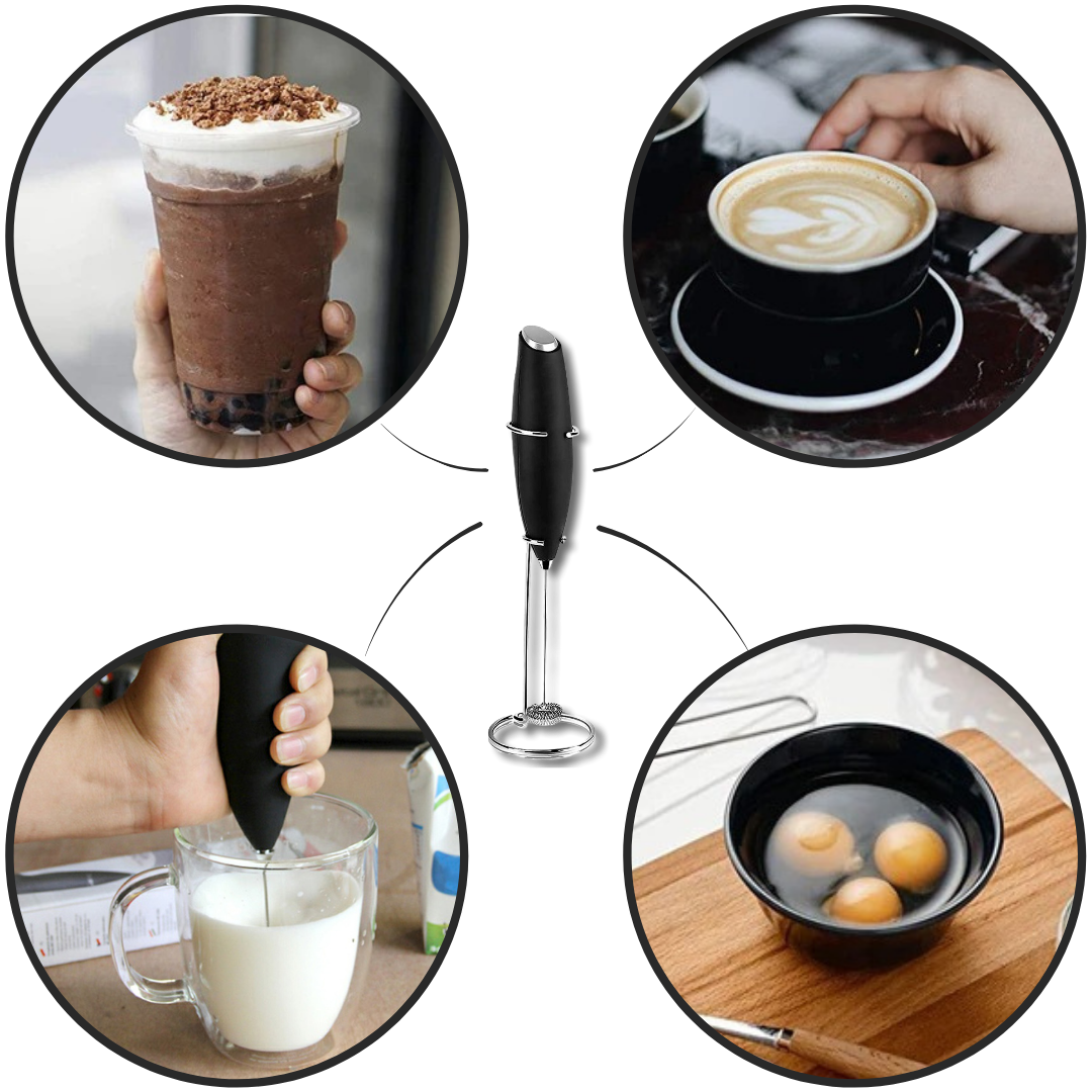 Electric Handheld Milk Frother with holder - Kitchen Essentials - Ozerty