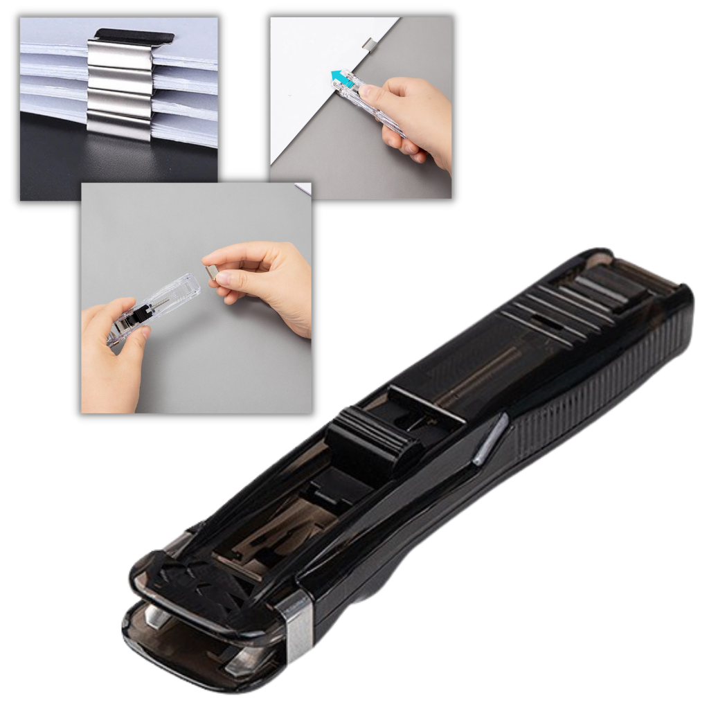 Push Clip Stapler - Staple Remover Binder - Push Clamp Office Stapler -