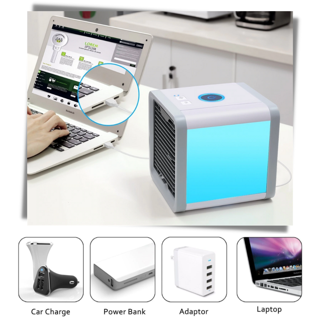 Mini climatiseur USB - Connexion USB - Ozerty