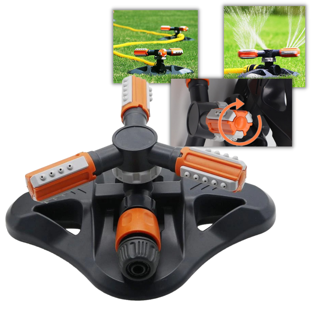 Adjustable 360° Sprinkler Device - Three-arm rotatory sprinkler - 3-arm Garden Irrigation Device

 - 