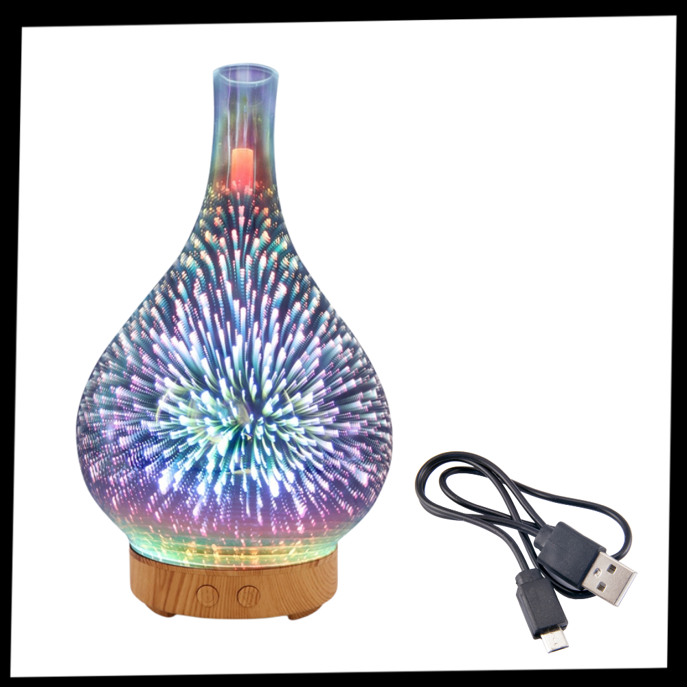 Diffuseur d'huiles essentielles motif feux d'artifice en forme de vase - Package - Ozerty