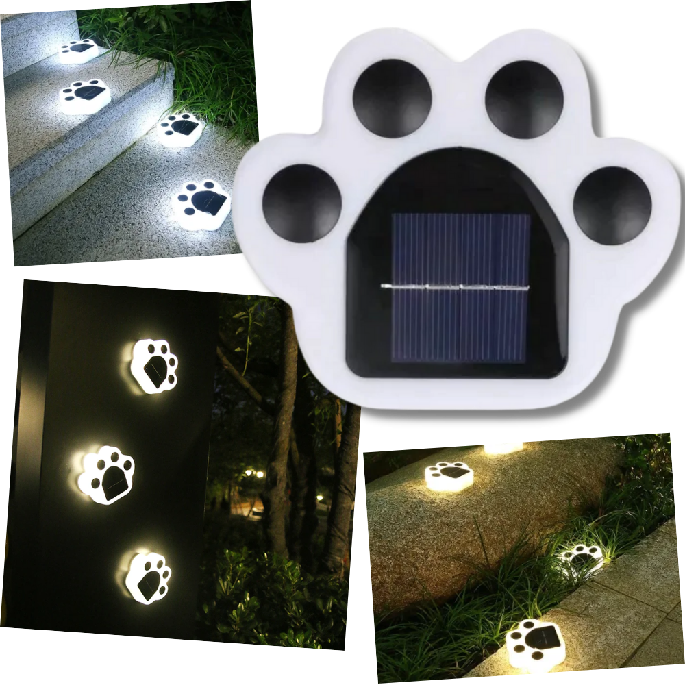 Paw Prints Solar Powered Pathway Light │ Decorative LED Light Fixture - 