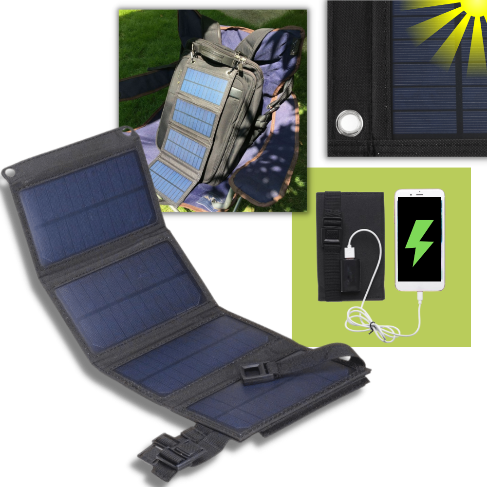 Solar Panel Charger with USB - Portable Solar Panel Charger - Folding Solar Panel for Charging - 