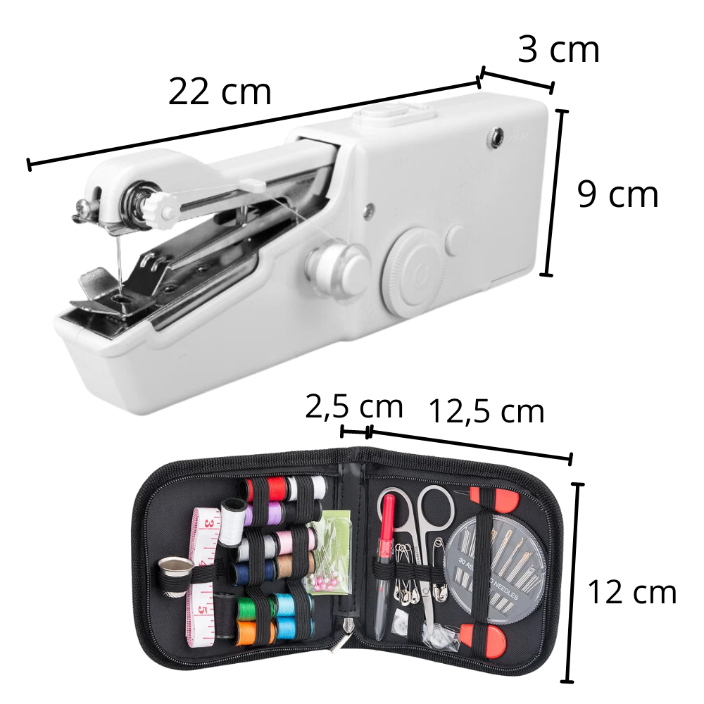 Handheld sewing machine and sewing kit - Dimensions - 
