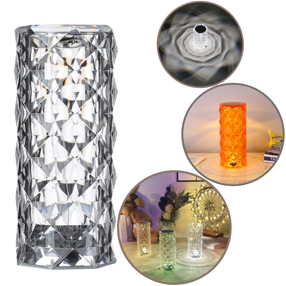 Lampe de luxe en cristal de 16 couleurs pour table | Lampe en cristal | Lampe en cristal élégante pour table  - Ozerty