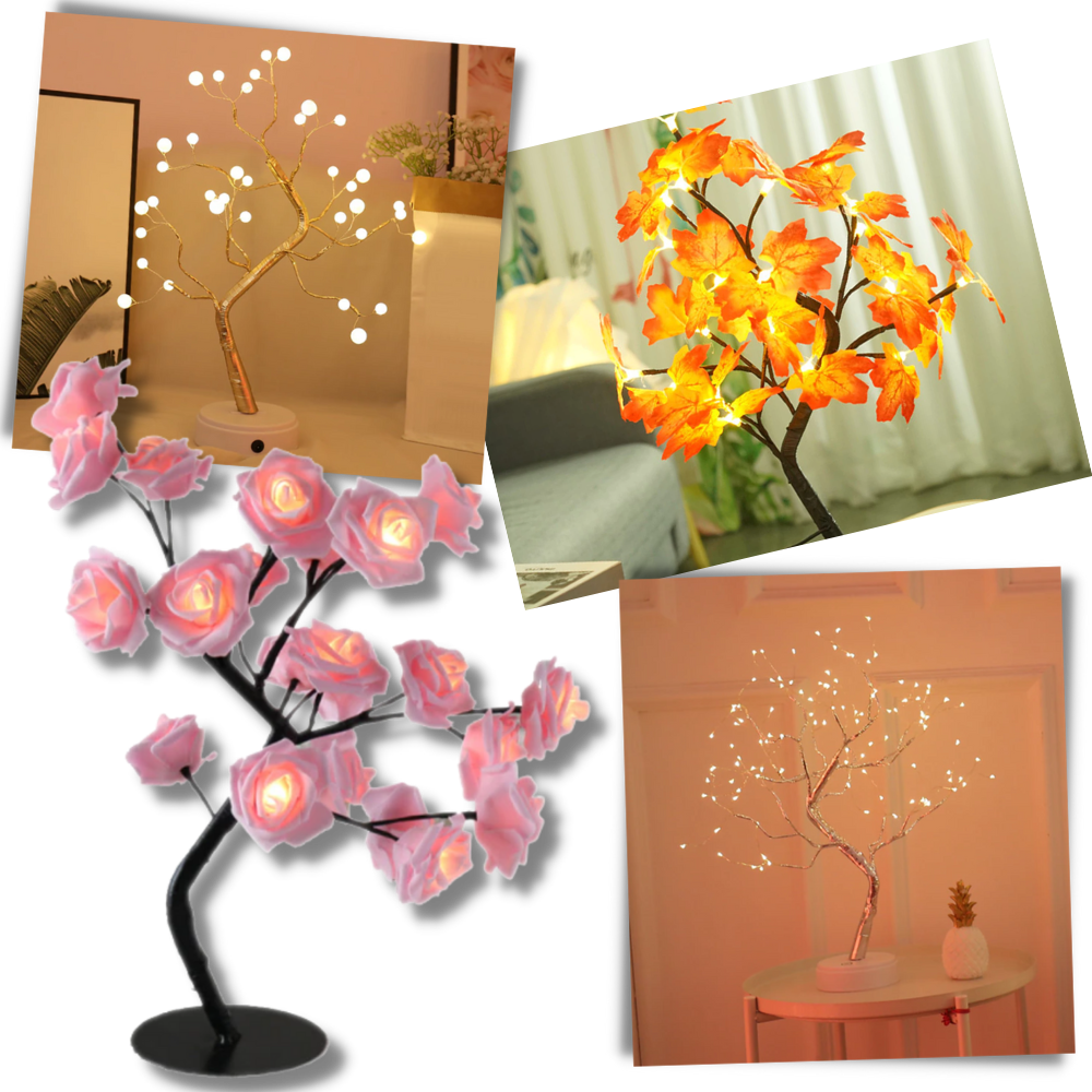 Lampe ravissante en forme de rosier │ Lampe de table à LED │ Lampe USB en forme d'arbre à fleurs - Ozerty