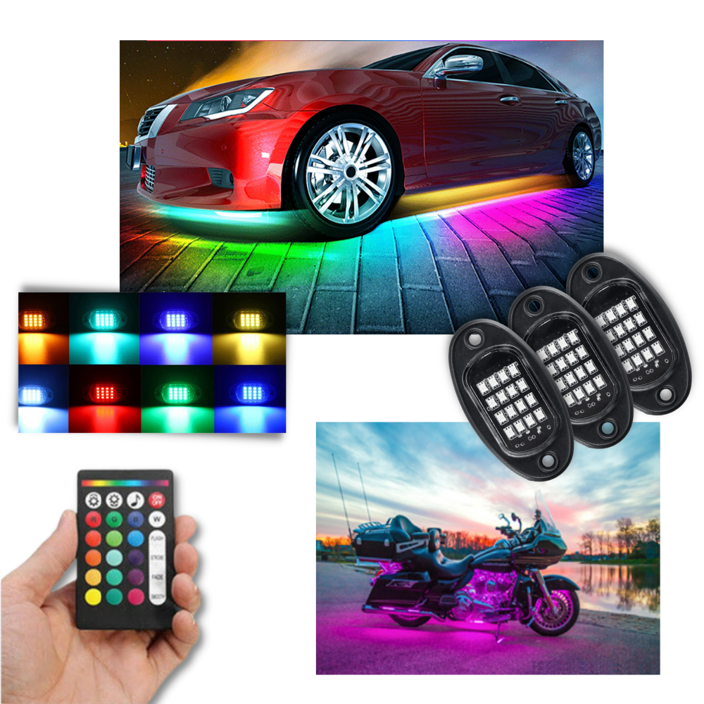 Pack of 8 RGB Lights for Vehicles - Unique Lighting - Ozerty
