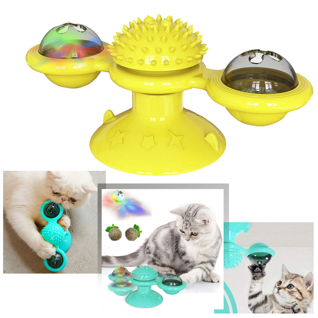 Rotativ katte legetøj med børste │ Rotative vindmølle katte legetøj │ Pladespiller katte Legetøj - Ozerty