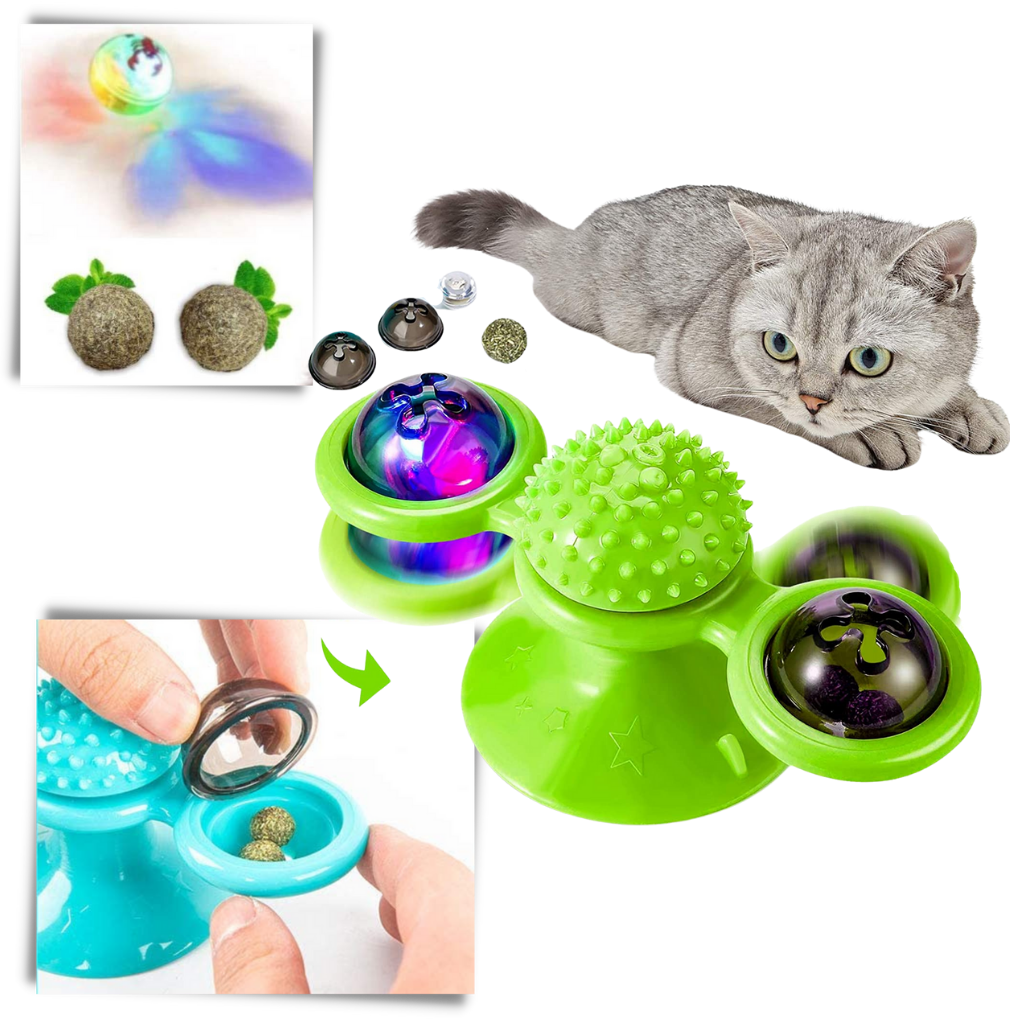 Rotativ vindmølle kat legetøj med børste - Ekstra tilbehør - Ozerty